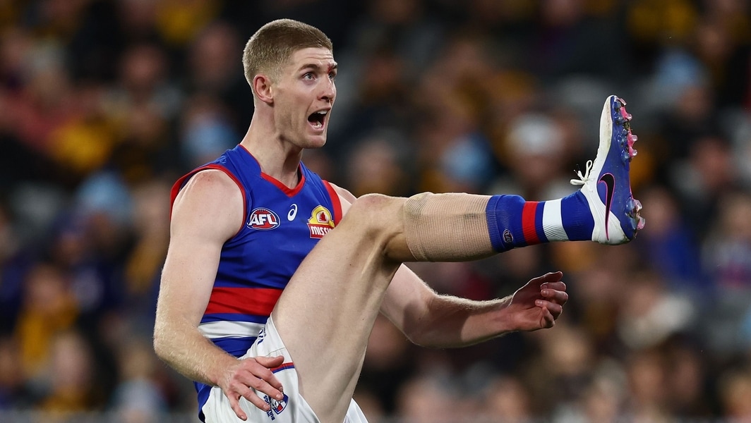 Tim English during the Western Bulldogs' round 13 clash against Hawthorn in 2026.